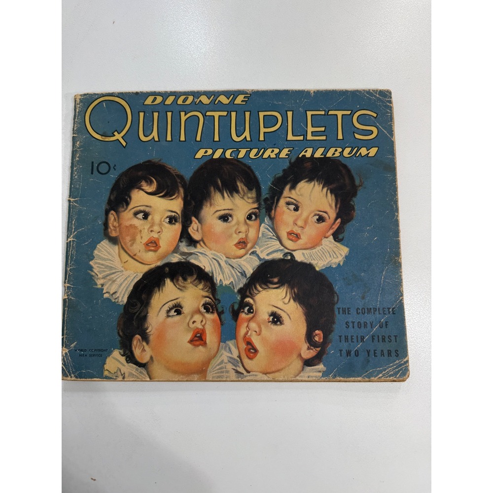 Vintage 1936 Dionne Quintuplets Picture Album Dell Publishing 1st Two Years Book